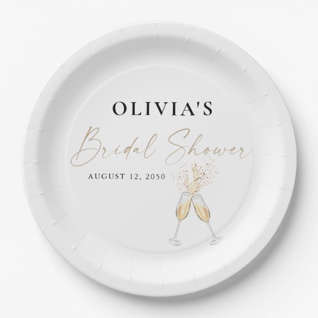 Minimalist Bridal Shower Paper Plate (Front)