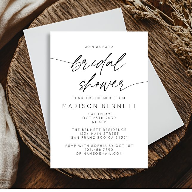 Minimalist Bridal Shower Script | Black White Invitation (Creator Uploaded)