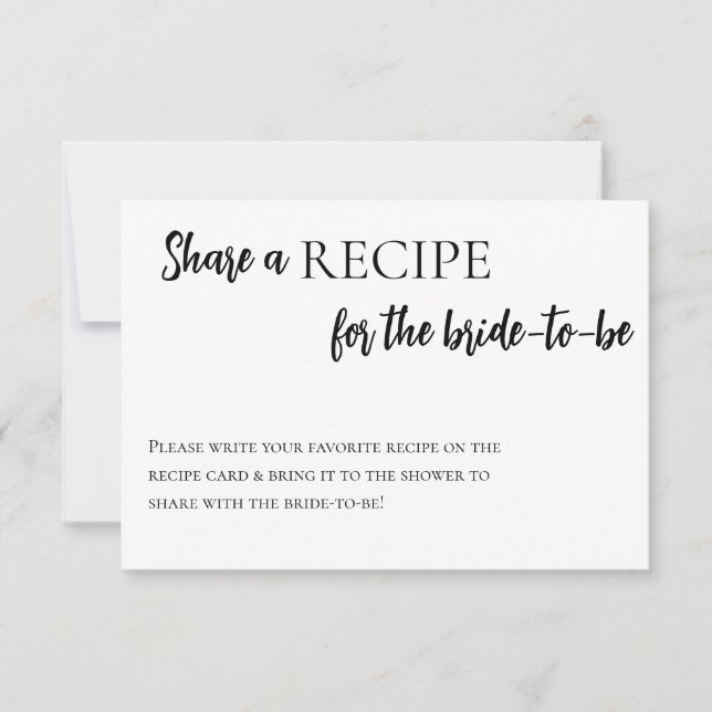Minimalist Bridal Shower Share A Recipe Card (Front)