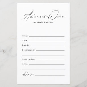 Minimalist Bridal Shower Wedding Advice And Wishes