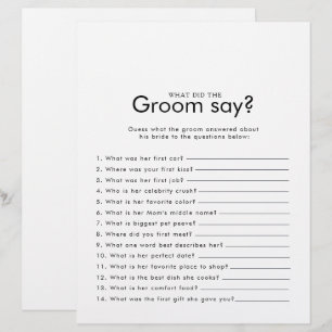 Minimalist Bridal Shower What did the Groom Say