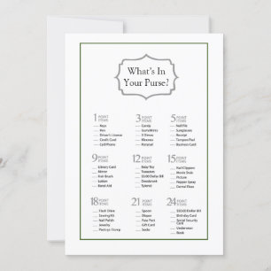 Minimalist Bridal Shower What’s In Your Purse Invitation