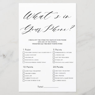 Minimalist Bridal Shower What's In Your Phone Game