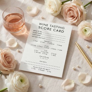 Minimalist Bridal Shower Wine Tasting Score Card