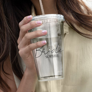 Minimalist Bride Design Custom Name Gift Acrylic Tumbler
