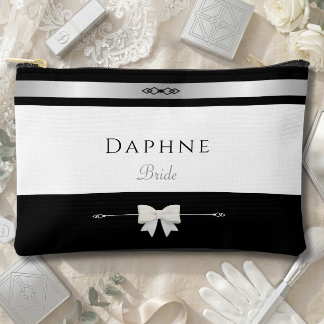 Minimalist Bride Gift | Elegant Typography Makeup Accessory Pouch (A touch of elegance for the woman of the hour. Custom makeup accessory pouch for the Bride.)