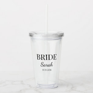 Minimalist Bride Glass Tumbler Custom Wedding Gift