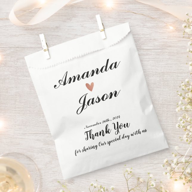 Minimalist Bride Groom Thank You  Wedding Party Favour Bags (Clipped)