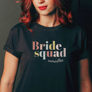Minimalist Bride squad Custom Name Bridesmaid Gift T-Shirt