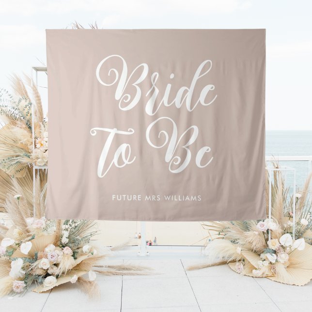 minimalist bride to be Bridal Shower Backdrop Tapestry (minimalist bride to be Bridal Shower Backdrop Tapestry in neutral beige boho aesthetic)