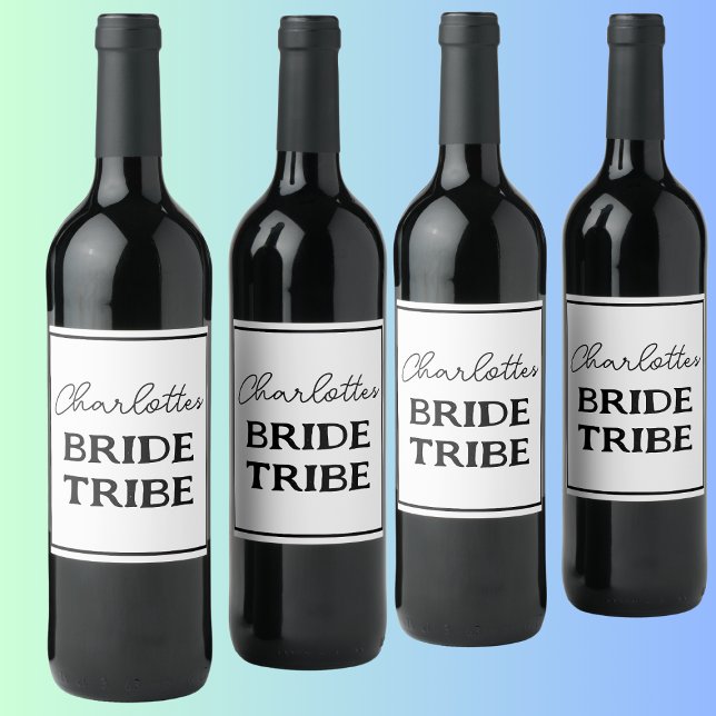 Minimalist Bride Tribe Bachelorette Party Wine Label (Creator Uploaded)