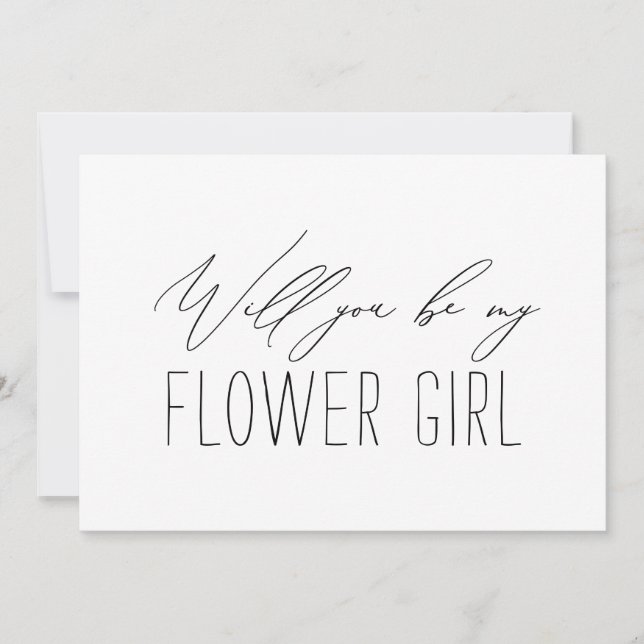 Minimalist Bridesmaid Flower Girl Proposal Card (Front)