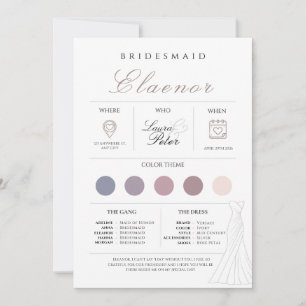 Minimalist Bridesmaid Info Card