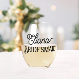 Minimalist Bridesmaid or Maid of honour Stemless Wine Glass