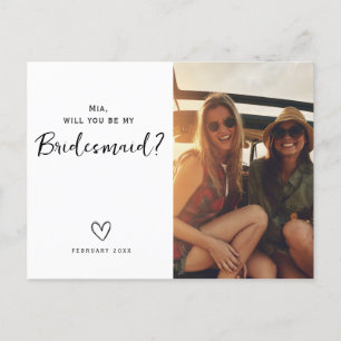 Minimalist Bridesmaid Proposal asking postcard