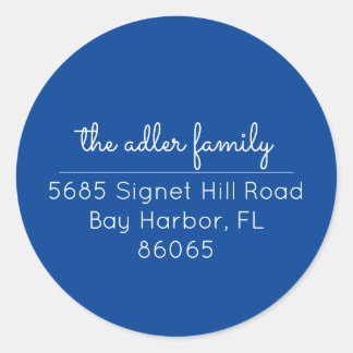 Minimalist Brigh Blue & White Return Address Label