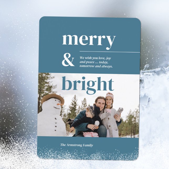 Minimalist Bright Blue Photo Holiday Card (Minimalist Bright Blue Photo Holiday Card ©Susanne Sachers - Sunny Mind Design 🌞)