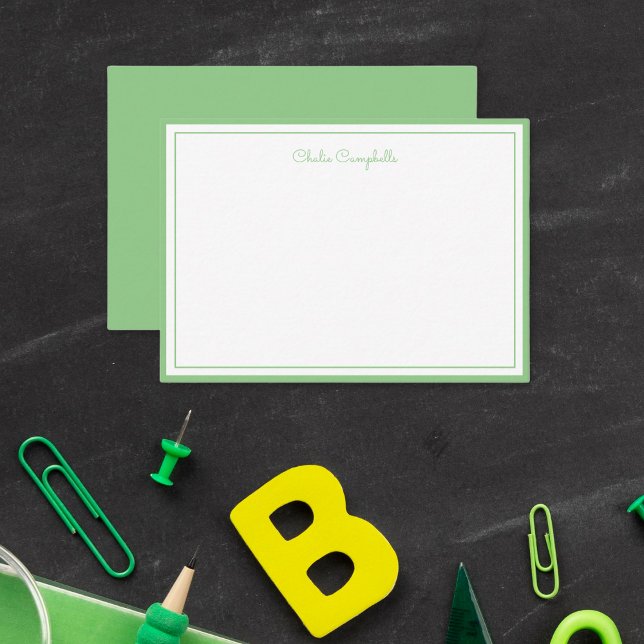 Minimalist bright teal green, 2 Borders, signature Card (Creator Uploaded)