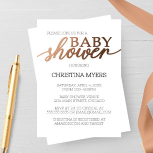 Minimalist Bronze Elegant Baby Shower Invitation