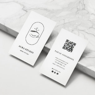Minimalist Brow Artist Business Card with QR Code 