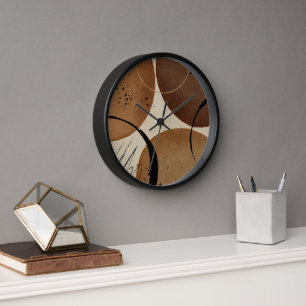 Minimalist Brown Abstract Clock