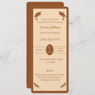 Minimalist Brown And Beige Personalized Graduation Invitation