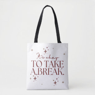 Minimalist Brown and Sparkle Quote Carryall Bag