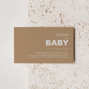 Minimalist Brown Baby Shower Book Request Enclosure Card