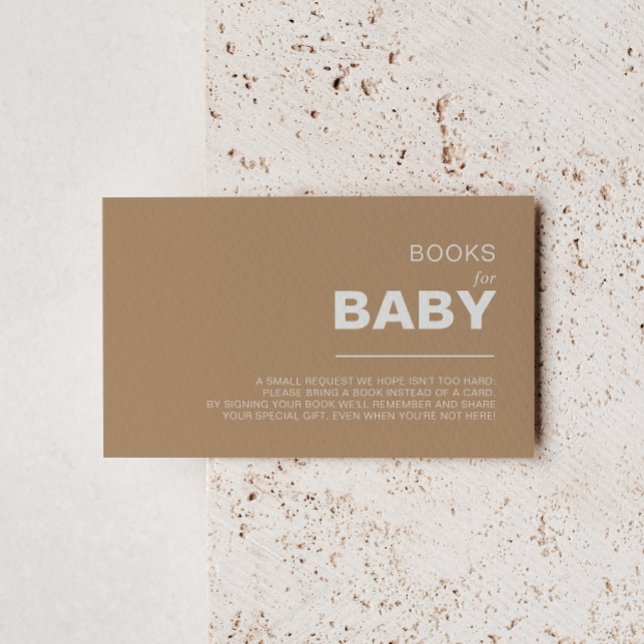 Minimalist Brown Baby Shower Book Request    Enclosure Card (Creator Uploaded)
