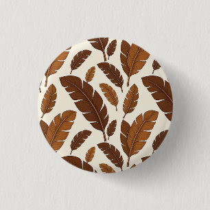 Minimalist Brown Banana Leaf Botanical Pin Button