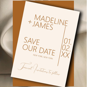 Minimalist Brown Beige Type Save the Dates Invitation