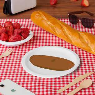 Minimalist Brown Beret French Hat Paper Plate