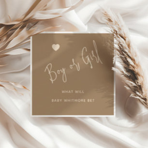 Minimalist Brown Boy or Girl Gender Reveal Napkin