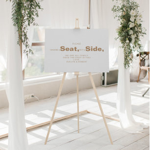 Minimalist Brown Choose a Seat Not a Side Wedding Poster