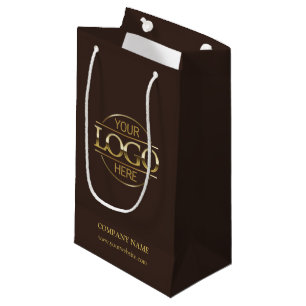 Minimalist Brown Corporate Company Business Logo Small Gift Bag