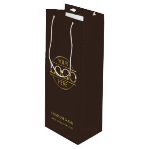 Minimalist Brown Corporate Company Business Logo Wine Gift Bag