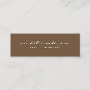 Minimalist Brown Cursive Text Mini Business Card
