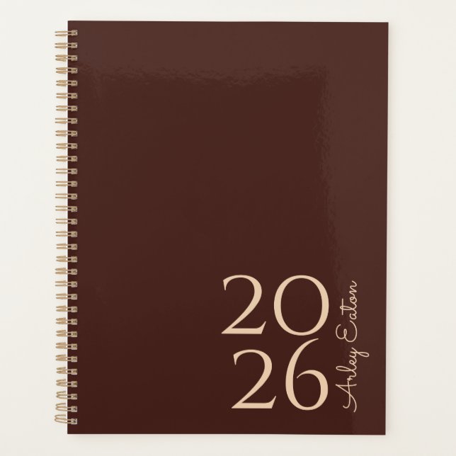 Minimalist Brown Custom Personal Monthly  Planner (Front)