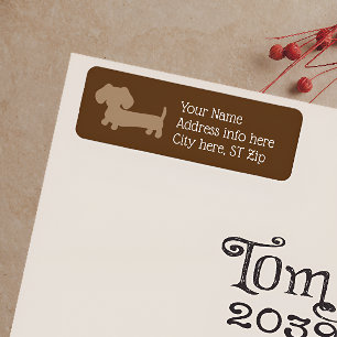 Minimalist Brown Dachshund Address Labels  