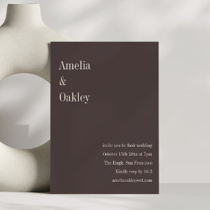 Minimalist Brown Elegant Chic Modern Wedding Invitation