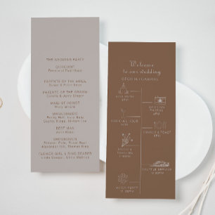Minimalist Brown Evening Boho Timeline Wedding  Programme