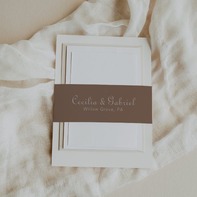 Minimalist Brown Evening Boho Wedding  Invitation Belly Band (Creator Uploaded)