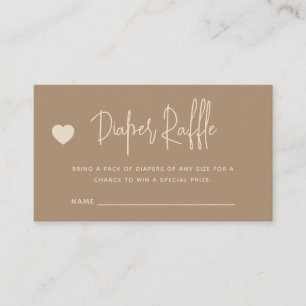 Minimalist Brown Gender Reveal Diaper Raffle Enclosure Card