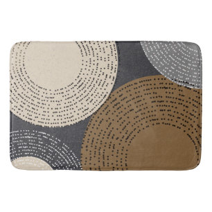 Minimalist Brown Grey Circles Bath Mat
