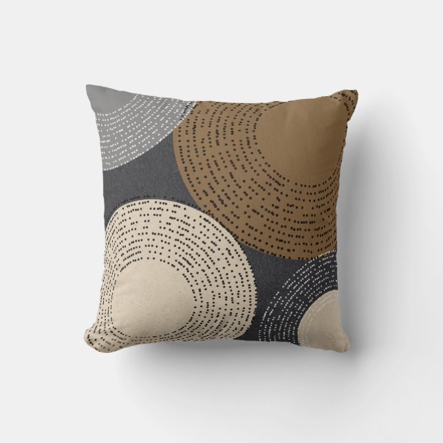 Minimalist Brown Grey Circles Cushion (Front)