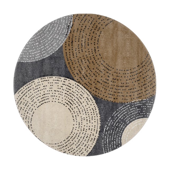 Minimalist Brown Grey Circles Cutting Board (Front)