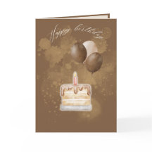 Minimalist Brown Happy Birthday Greeting Card