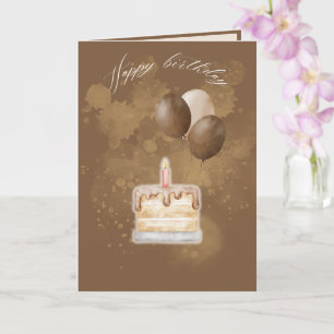Minimalist Brown Happy Birthday Greeting Card