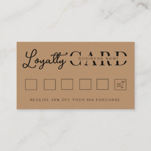 Minimalist Brown Initial Script Loyalty Card