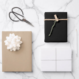 Minimalist Brown Kraft Black White Solid Colour  Wrapping Paper Sheet